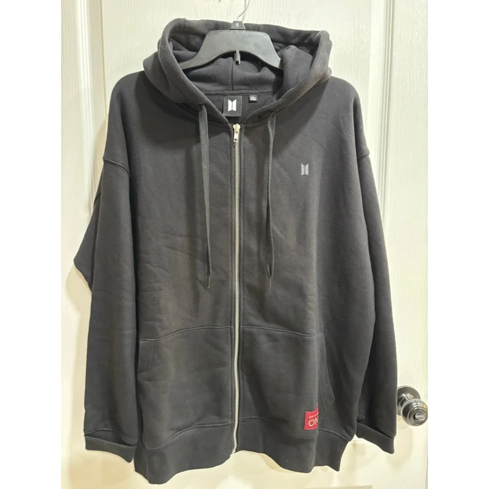 Official BTS MAP OF THE SOUL ON:E Full Zip Concert Hoodie, Black, Size Large Men